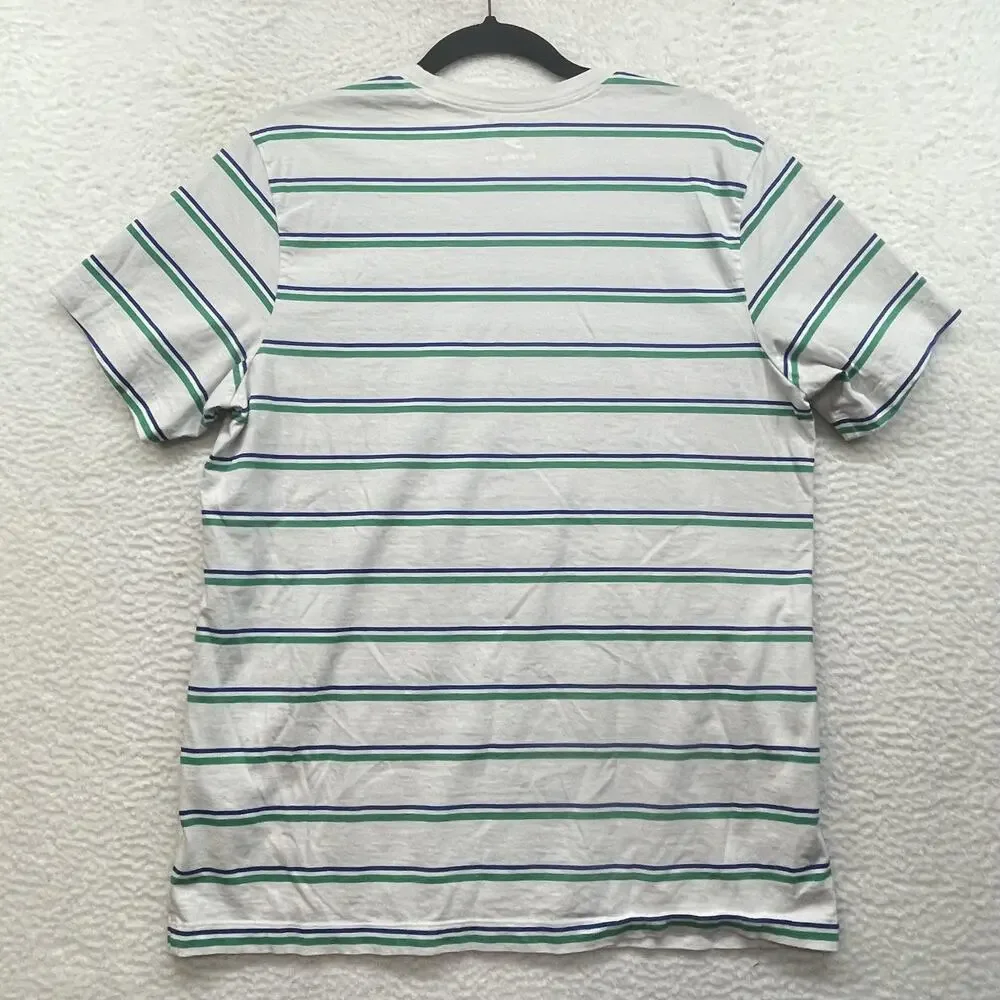 Nike Shirt Mens Large White Green Striped The Nike Tee Embroidered Swoosh Logo - Picture 2 of 11